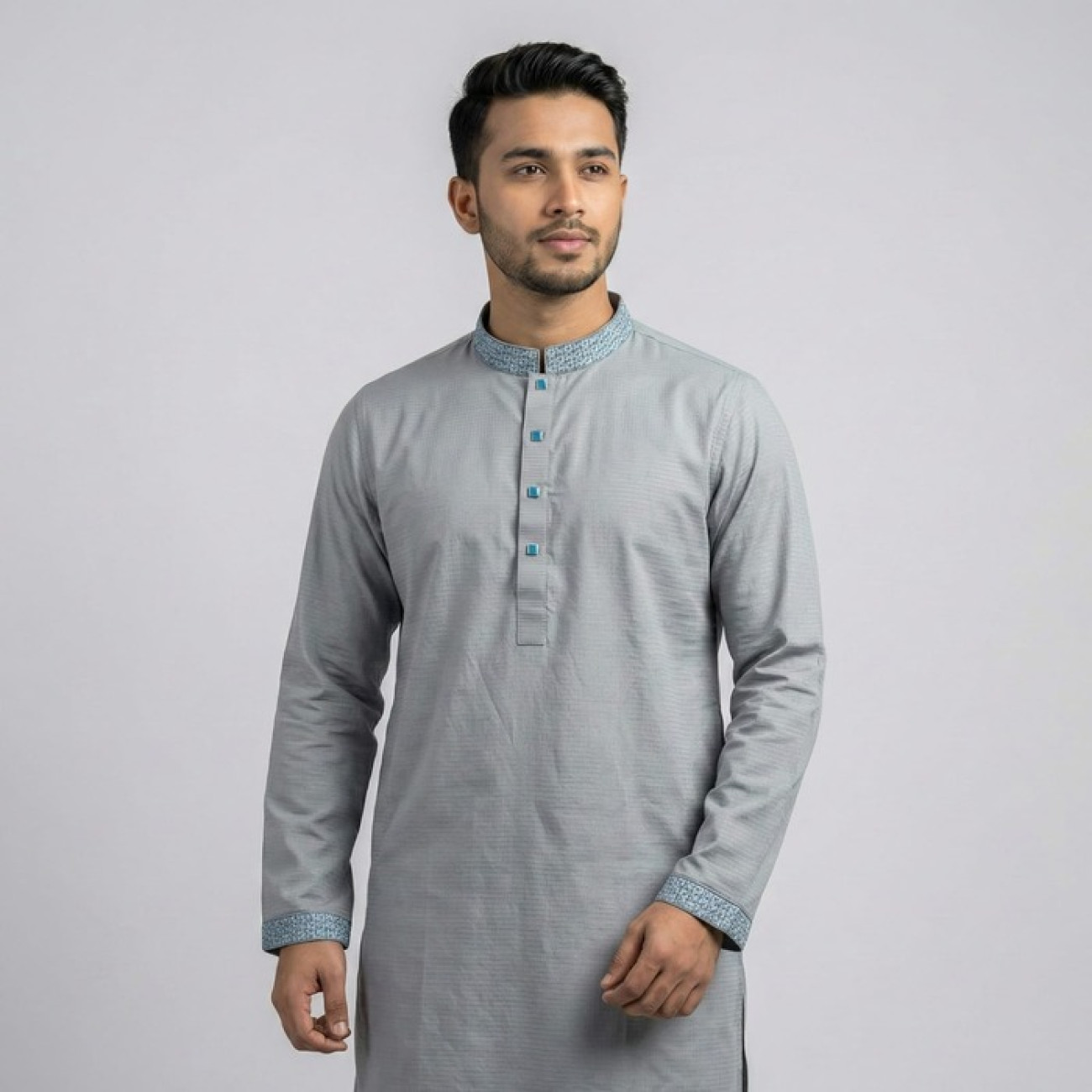 Ash Grey Cotton Panjabi