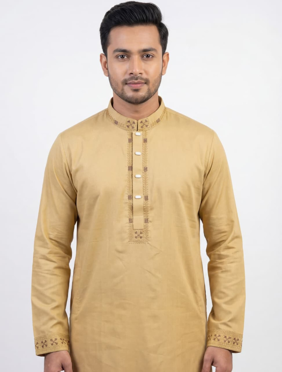 Brown slub Cotton Panjabi