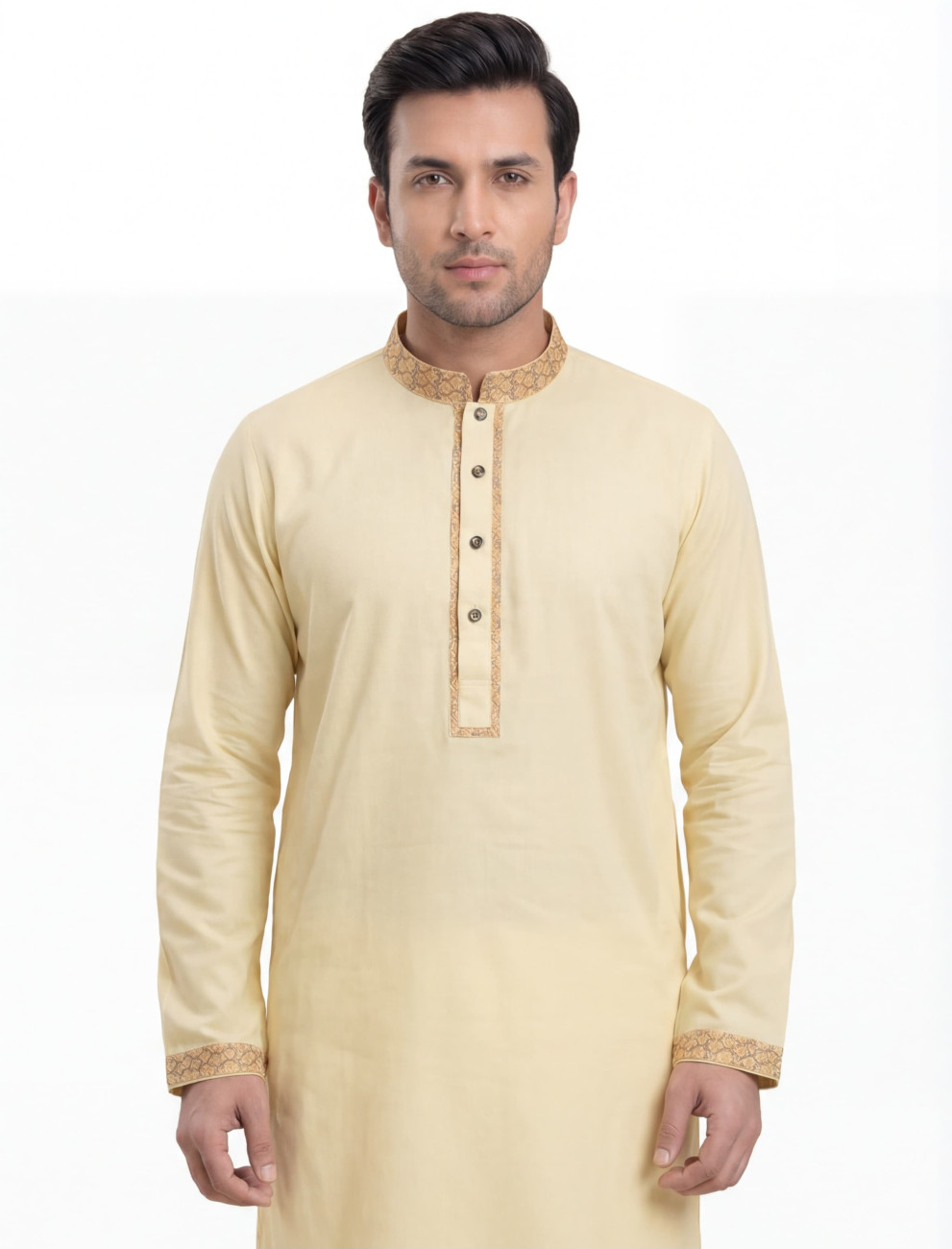 Cream Slub Cotton Panjabi