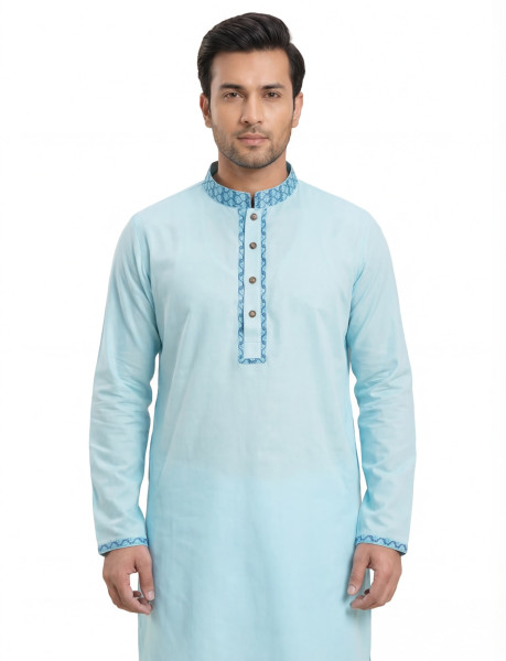 Sky Blue Slub Cotton Panjabi